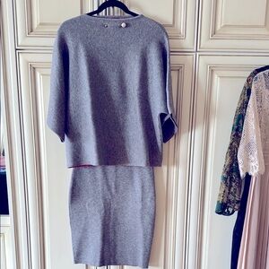 Gray Knee-length Pencil Dress Set for Work